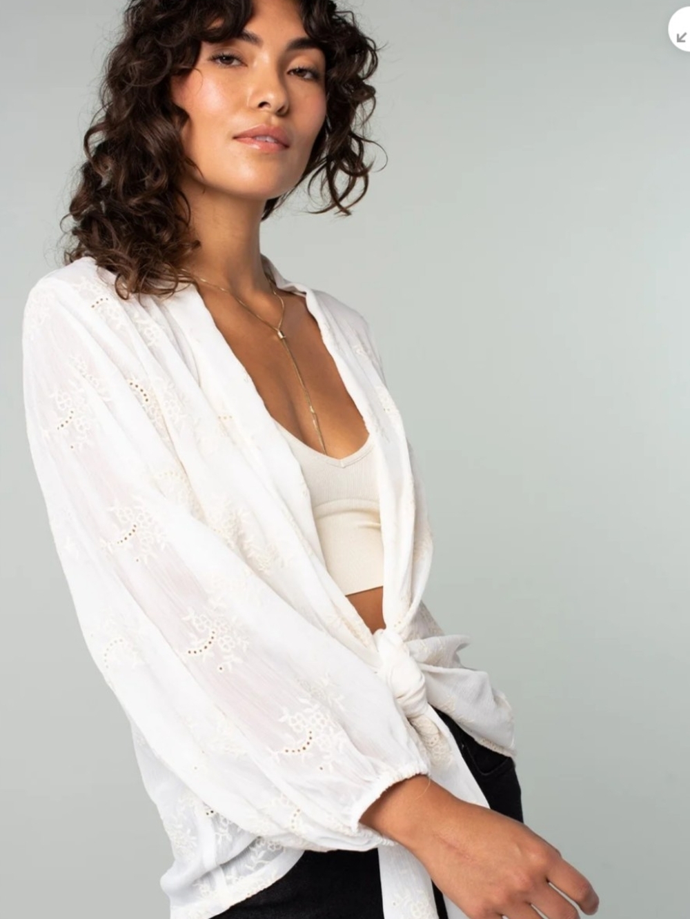 lovestitch White Eyelet Tie-Front Beach Coverup Size M NWT
